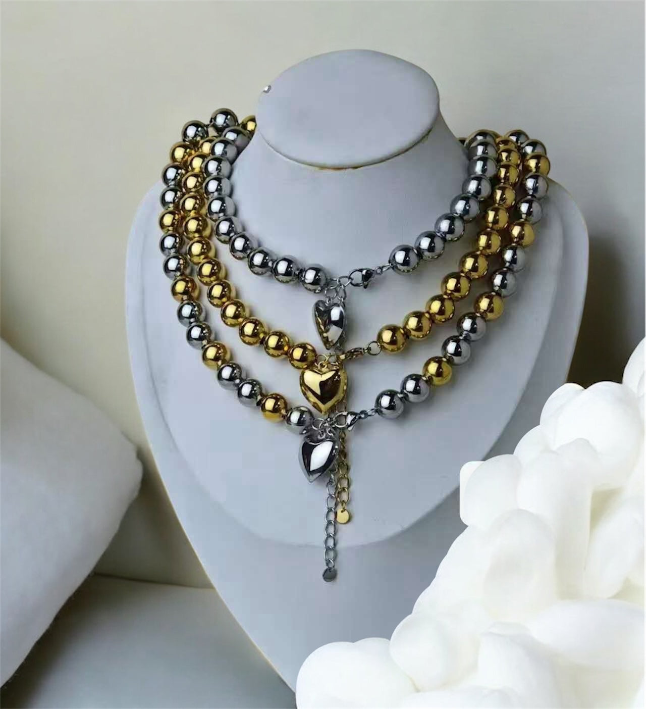 Collana Sfera 10mm con cuore Big.