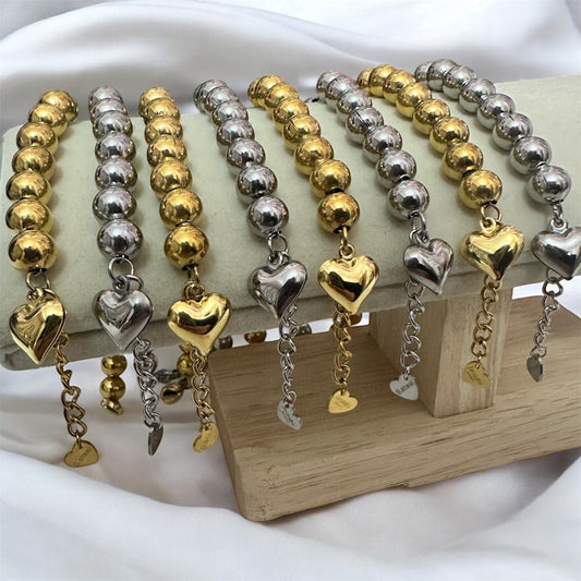 8mm heart rattle ball bracelet.