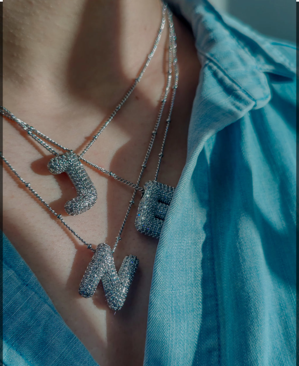 Bubble Letter Necklace Silver