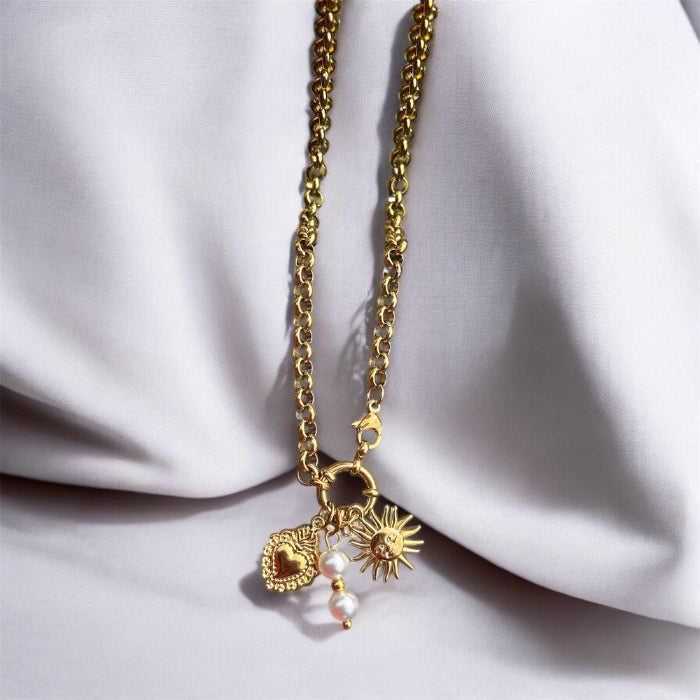 Sun Pearl and Love Necklace