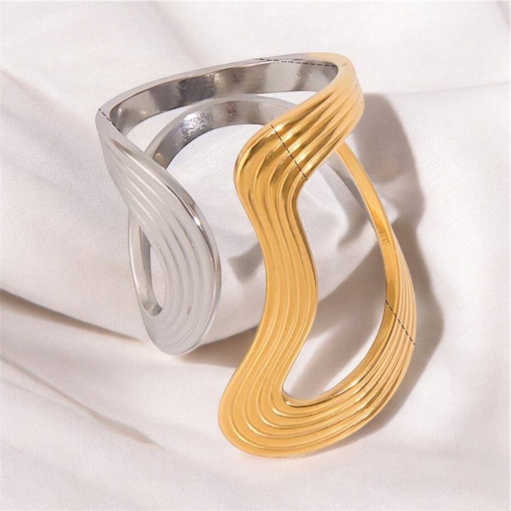 Anello Onda rigata Bicolor