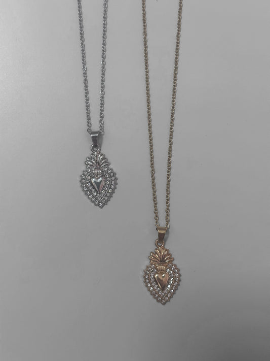 Collana Cuore Sacro Strass
