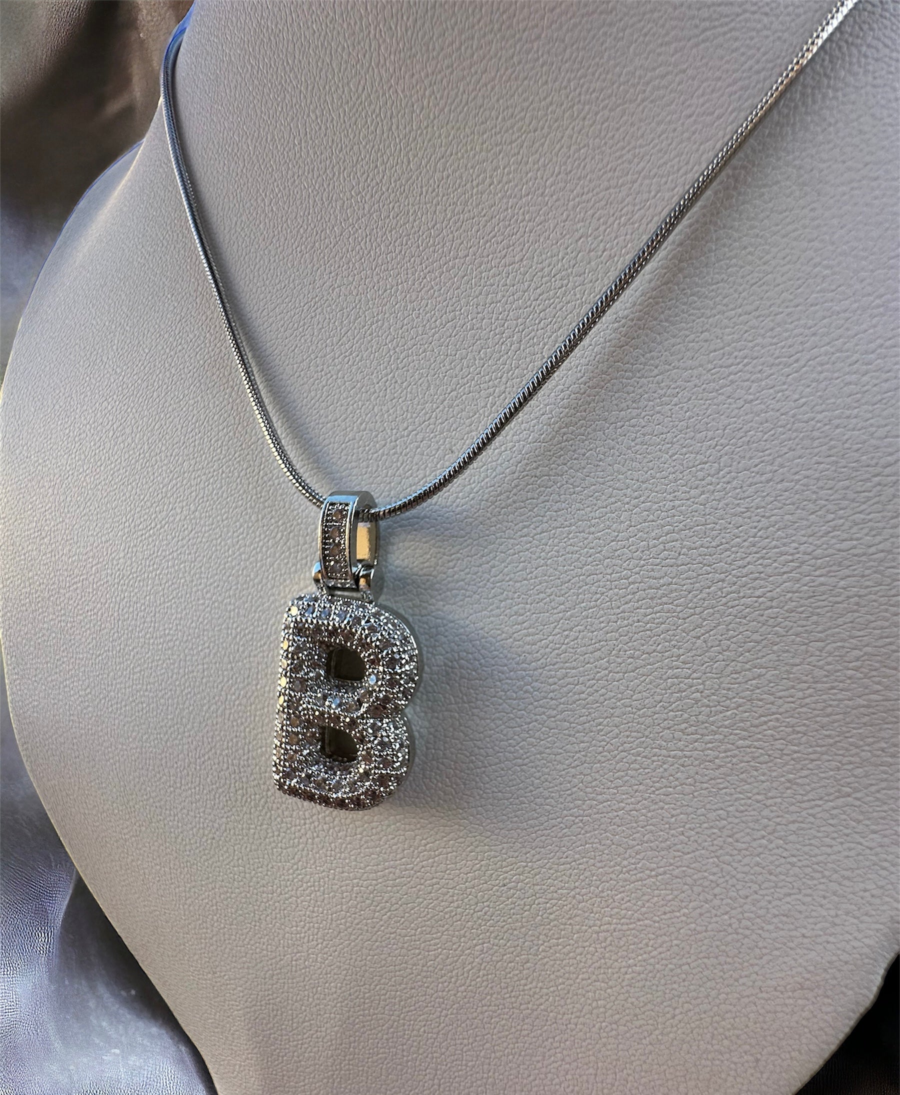 Bubble Letter Necklace Silver