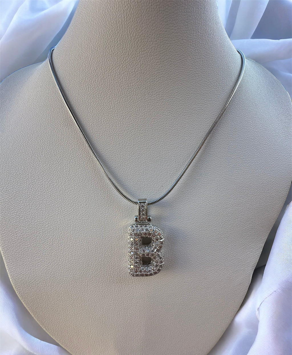 Bubble Letter Necklace Silver