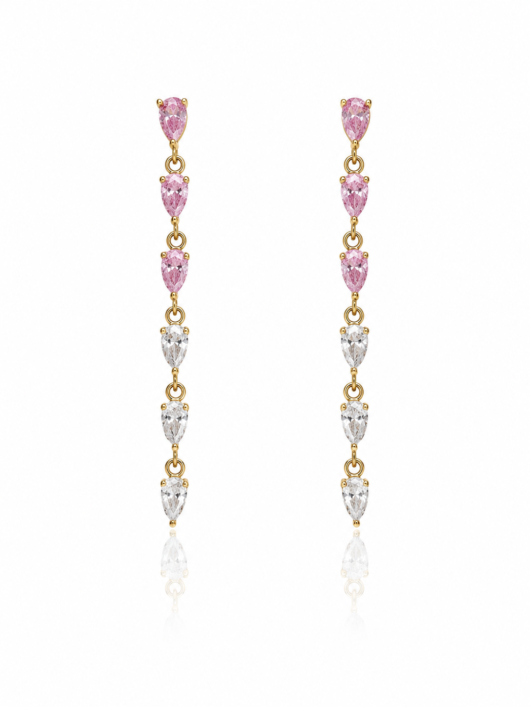 Orecchini Cascata di Cristalli Pink