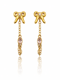 Orecchini Fiocco con Zircone Rosa