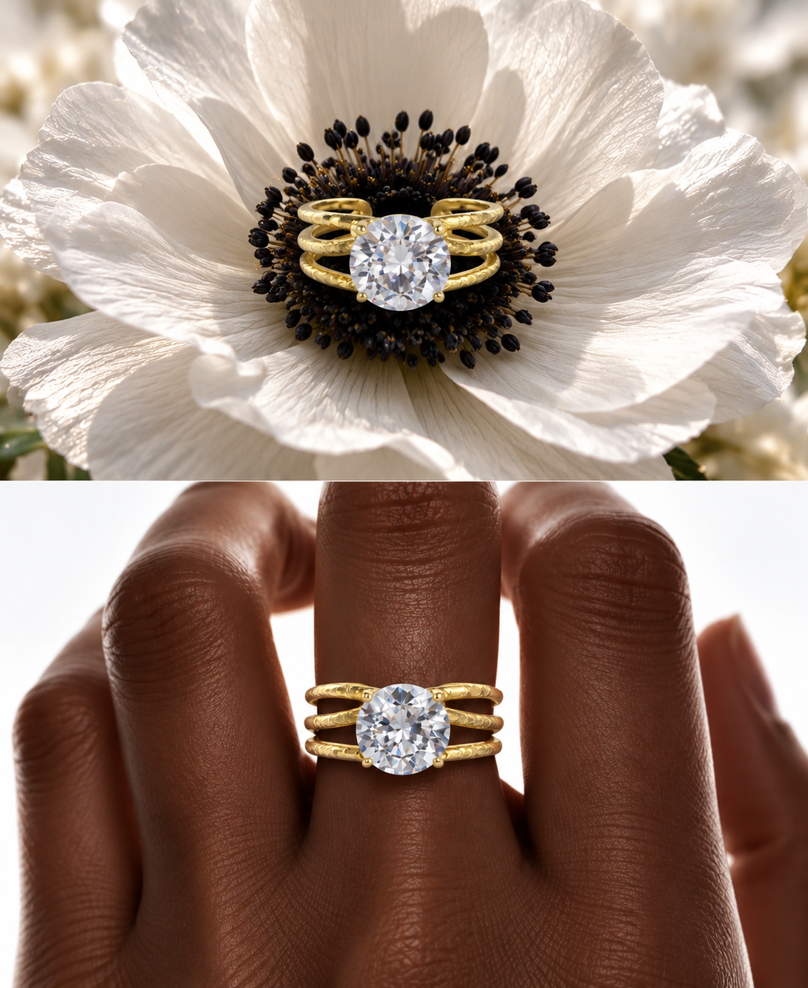 Anello Luce Tre Fasce