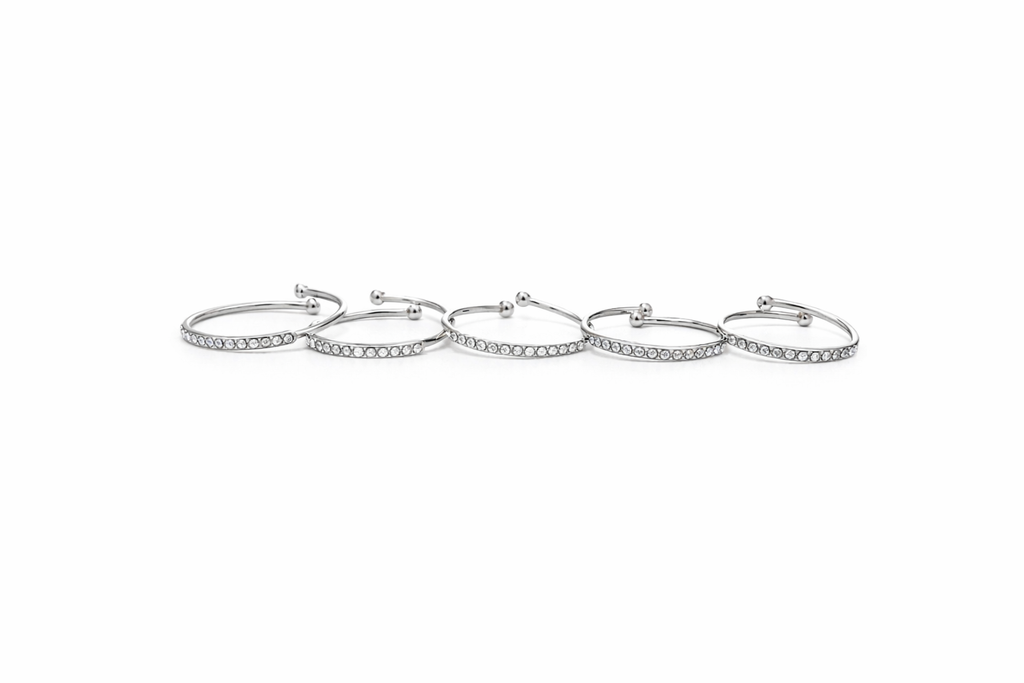 Lumi Pavé Ring Set | Anelli Sottili Regolabili con Zirconi