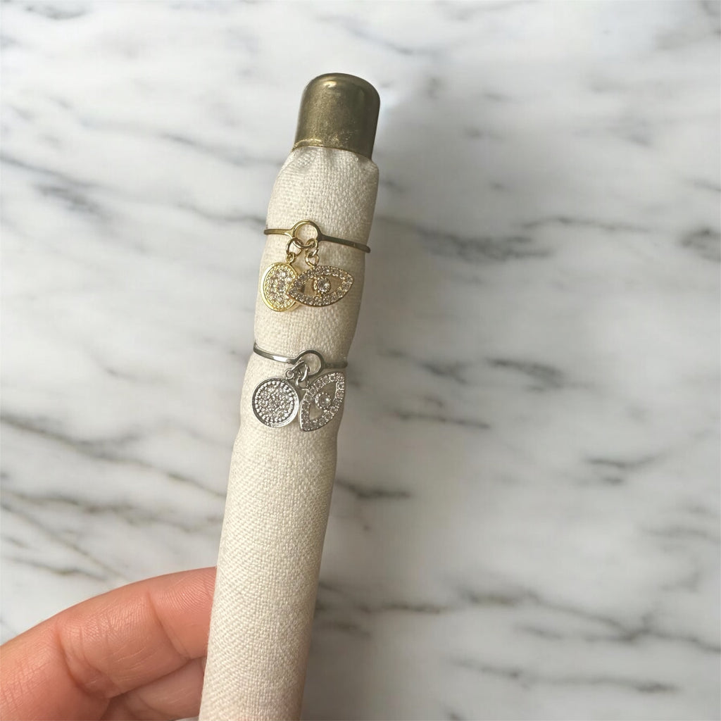 Greek Eye Pendant Ring