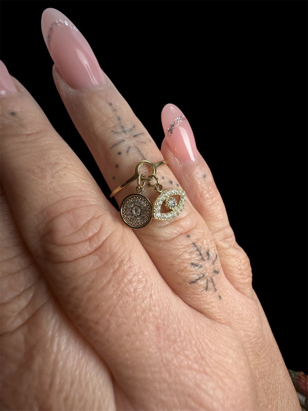 Greek Eye Pendant Ring